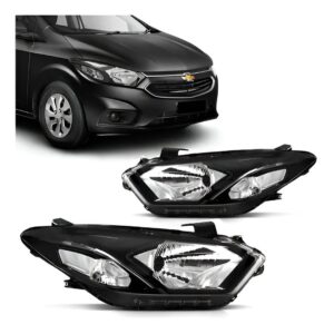 Farol Dir Onix Prisma 2017 a 2020 Friso Preto Com Led Tyc